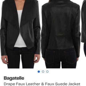 Vegan leather & faux suede drape jacket